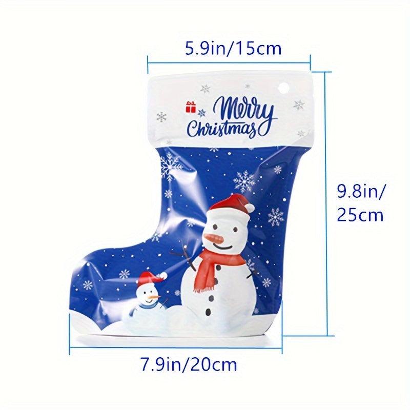 12pcs Christmas Socks Gift Bags Self-Sealing Packaging
