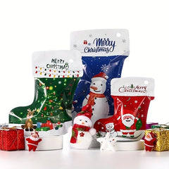 12pcs Christmas Socks Gift Bags Self-Sealing Packaging