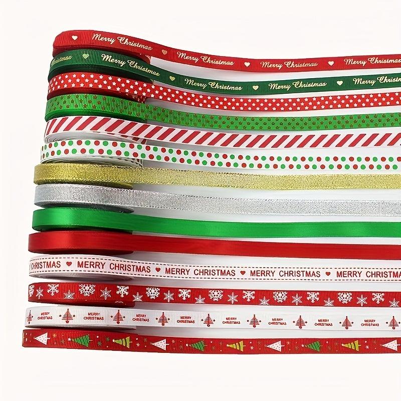 10Yards Christmas Metallic Glitter Satin Ribbons 10mm Wide