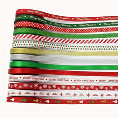 10Yards Christmas Metallic Glitter Satin Ribbons 10mm Wide
