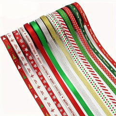 10Yards Christmas Metallic Glitter Satin Ribbons 10mm Wide