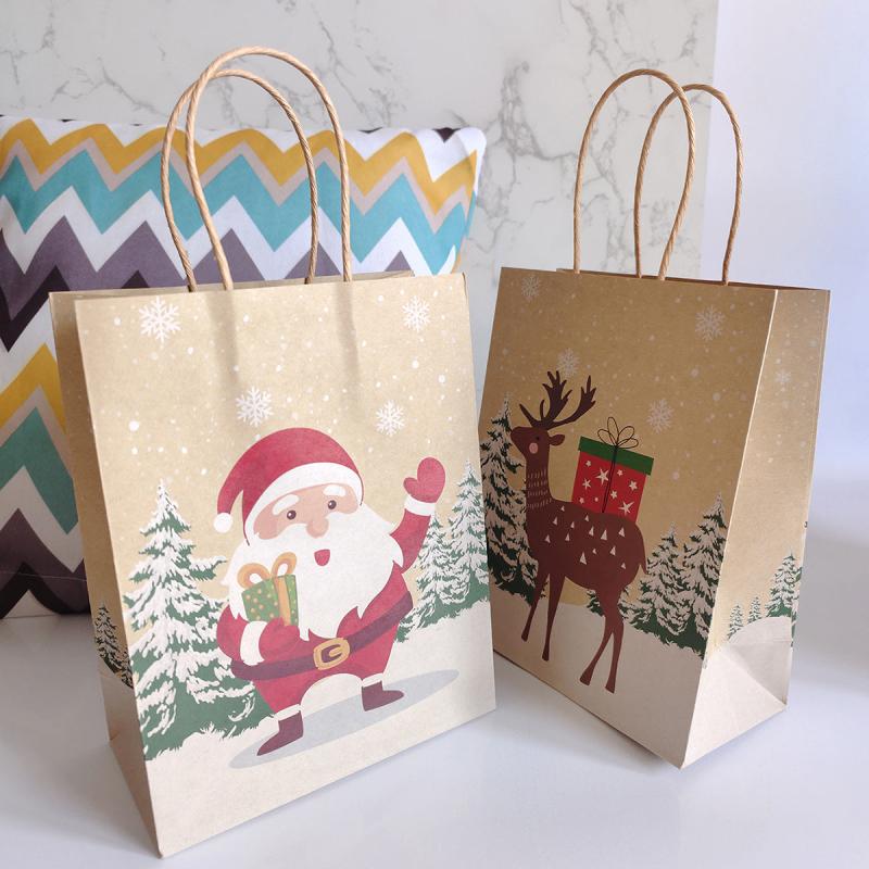 6pcs Cowhide Paper Christmas Gift Bags - Small Business Supplies