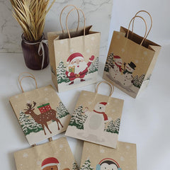 6pcs Cowhide Paper Christmas Gift Bags - Small Business Supplies