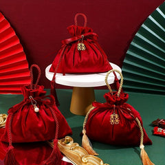 1pc Brocade/Velvet Drawstring Bags Gift Packaging Pouches