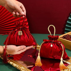 1pc Brocade/Velvet Drawstring Bags Gift Packaging Pouches