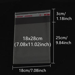 100pcs Transparent Self Sealing Glass Fiber Bags Reusable OPP Bags