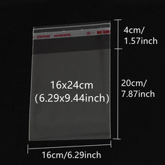 100pcs Transparent Self Sealing Glass Fiber Bags Reusable OPP Bags