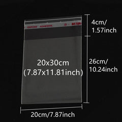 100pcs Transparent Self Sealing Glass Fiber Bags Reusable OPP Bags
