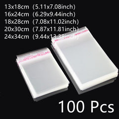 100pcs Transparent Self Sealing Glass Fiber Bags Reusable OPP Bags