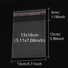 100pcs Transparent Self Sealing Glass Fiber Bags Reusable OPP Bags