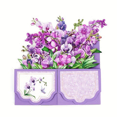 Purple Orchids Pop Up Card Flower Pop Up Box Card Home Decor Mother Mom Gift
