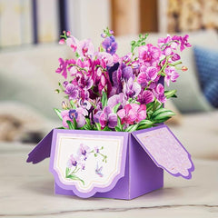 Purple Orchids Pop Up Card Flower Pop Up Box Card Home Decor Mother Mom Gift