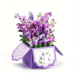 Purple Orchids Pop Up Card Flower Pop Up Box Card Home Decor Mother Mom Gift