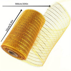 Golden Wire Mesh Fabric Flower Packaging Decorative Ribbon