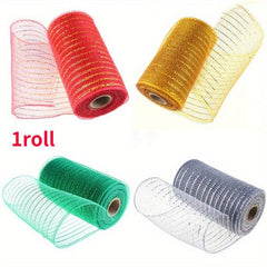 Golden Wire Mesh Fabric Flower Packaging Decorative Ribbon