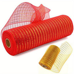 Golden Wire Mesh Fabric Flower Packaging Decorative Ribbon