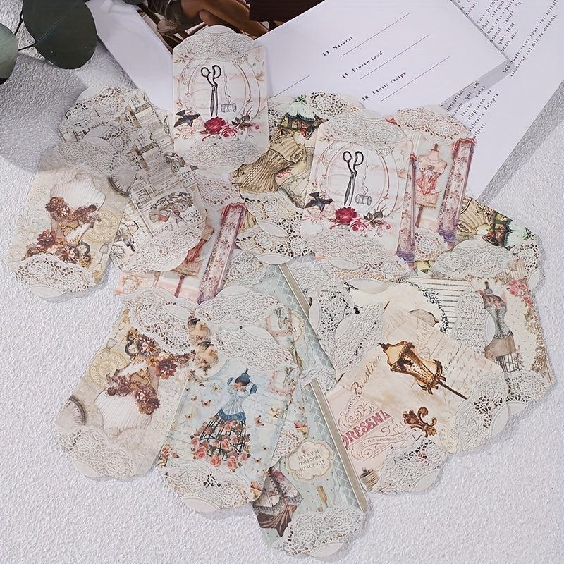 45 Sheets Retro Lace Collage Irregular Material Paper DIY Decoration
