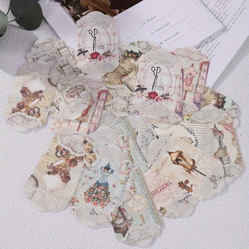 45 Sheets Retro Lace Collage Irregular Material Paper DIY Decoration