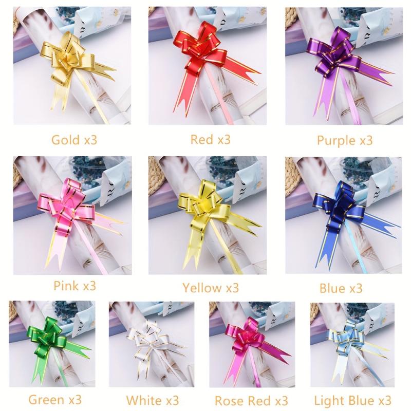 30pcs 10 Colors Pull Bows For Gift Wrapping - Perfect For Weddings Birthdays