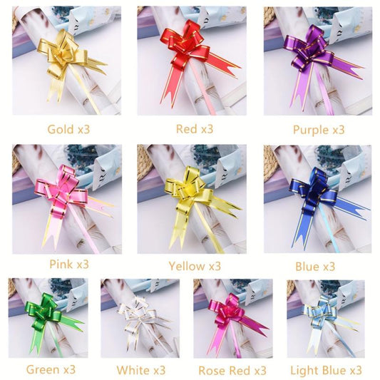 30pcs 10 Colors Pull Bows For Gift Wrapping - Perfect For Weddings Birthdays