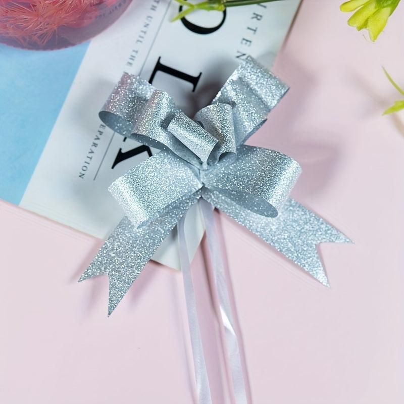 10pcs Glitter Pull Bows Gift Wrapping Ribbons Pull Flower Bow DIY