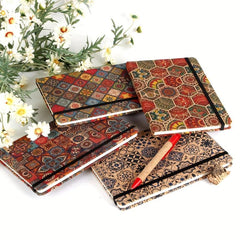 Vintage A5 Notebook Soft Wood Ethnic Style Blank Pages