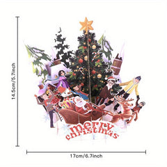 3D Christmas Greeting Card Festive Ornament Blessing Message Card