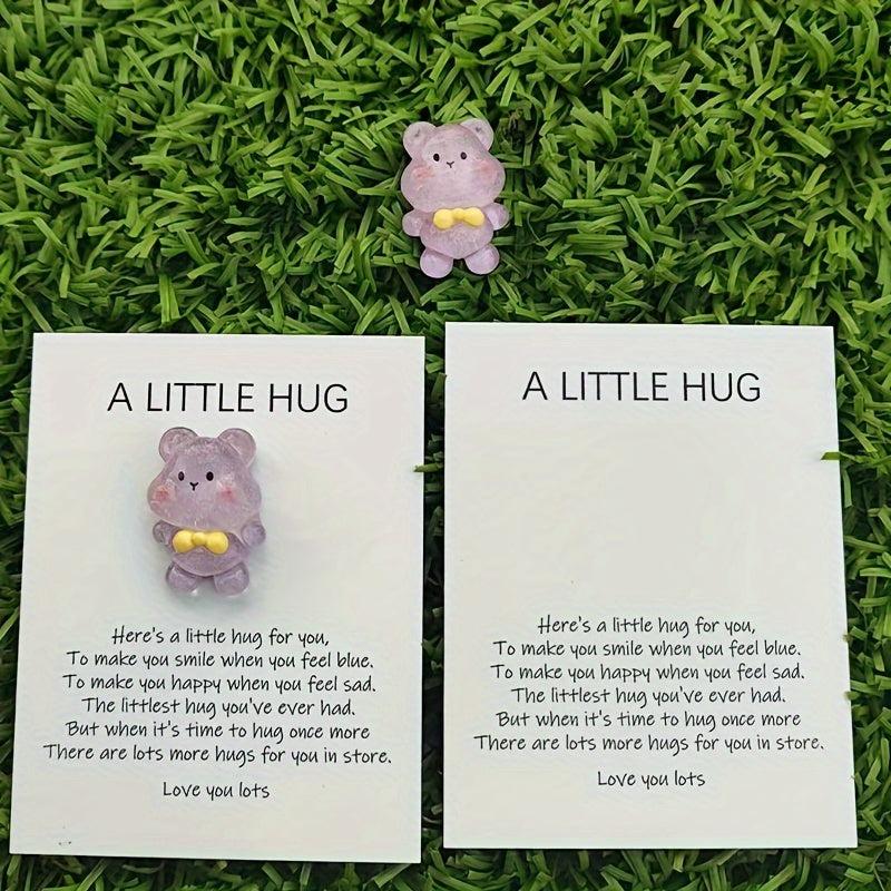 Pocket Hug Resin Animal Decoration Gift Set with Encouraging Card