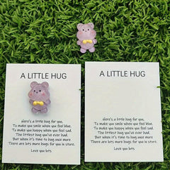 Pocket Hug Resin Animal Decoration Gift Set with Encouraging Card