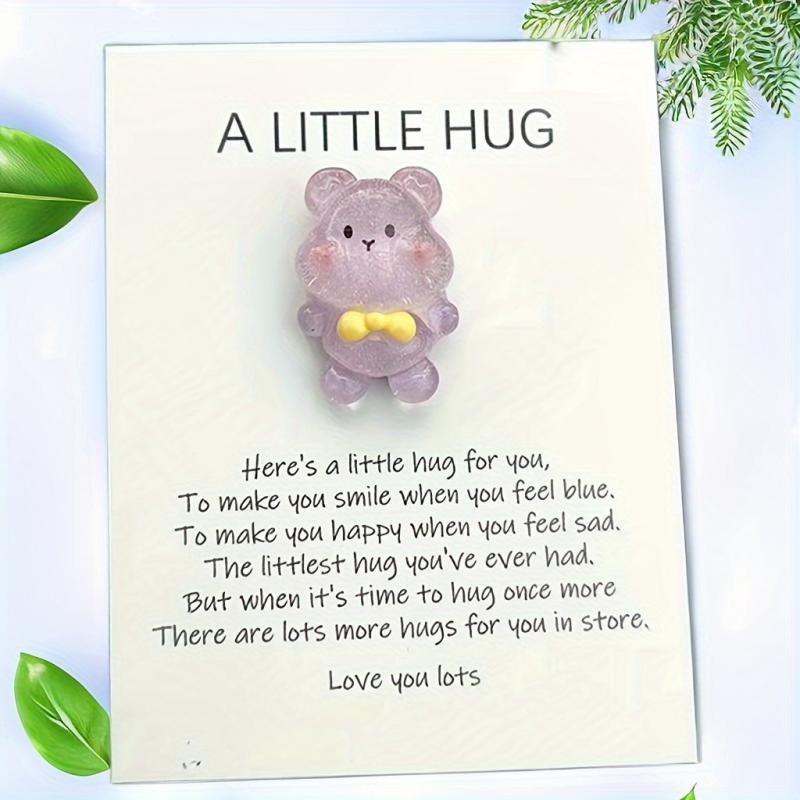 Pocket Hug Resin Animal Decoration Gift Set with Encouraging Card