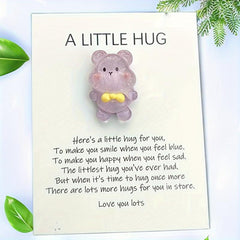 Pocket Hug Resin Animal Decoration Gift Set with Encouraging Card