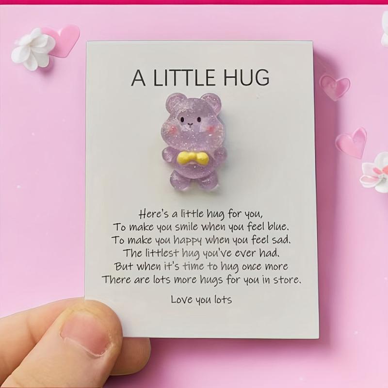 Pocket Hug Resin Animal Decoration Gift Set with Encouraging Card