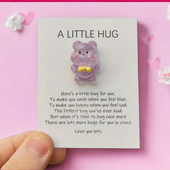 Pocket Hug Resin Animal Decoration Gift Set with Encouraging Card