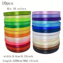 10pcs Mixed Ribbon 22 Meters Gift Packaging Satin Ribbon Balloon Packaging Bag
