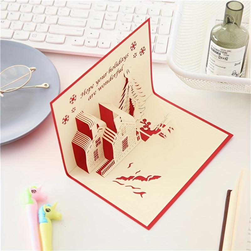 1pc Christmas Pop Up Greeting Cards 3D Merry Christmas Card Holiday