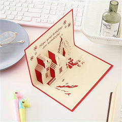 1pc Christmas Pop Up Greeting Cards 3D Merry Christmas Card Holiday