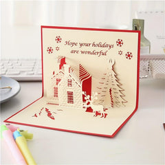 1pc Christmas Pop Up Greeting Cards 3D Merry Christmas Card Holiday