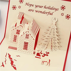 1pc Christmas Pop Up Greeting Cards 3D Merry Christmas Card Holiday