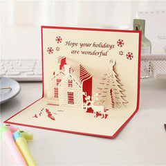 1pc Christmas Pop Up Greeting Cards 3D Merry Christmas Card Holiday