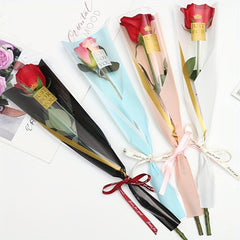 50pcs Single Rose Sleeves Clear Bag Floral Wrapping Supplies