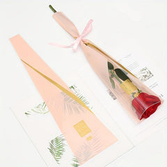 50pcs Single Rose Sleeves Clear Bag Floral Wrapping Supplies
