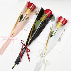 50pcs Single Rose Sleeves Clear Bag Floral Wrapping Supplies