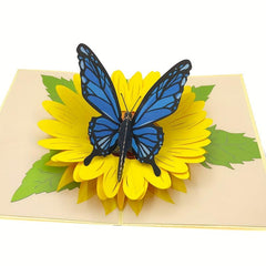 Pop Up 3D Greeting Card Butterfly Sunflower for Birthday Anniversary
