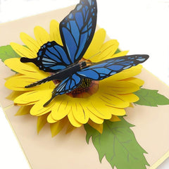 Pop Up 3D Greeting Card Butterfly Sunflower for Birthday Anniversary
