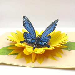 Pop Up 3D Greeting Card Butterfly Sunflower for Birthday Anniversary