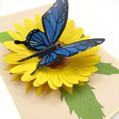 Pop Up 3D Greeting Card Butterfly Sunflower for Birthday Anniversary