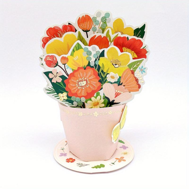 Mother's Pop Up Card 3D Flowers Greeting Card Mom Birthday Party