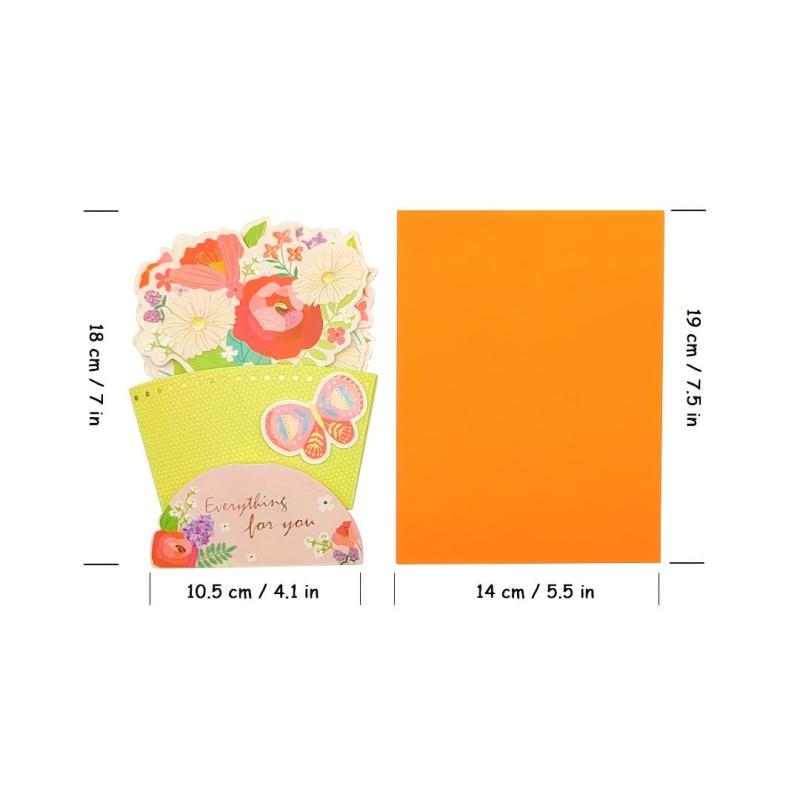 Mother's Pop Up Card 3D Flowers Greeting Card Mom Birthday Party