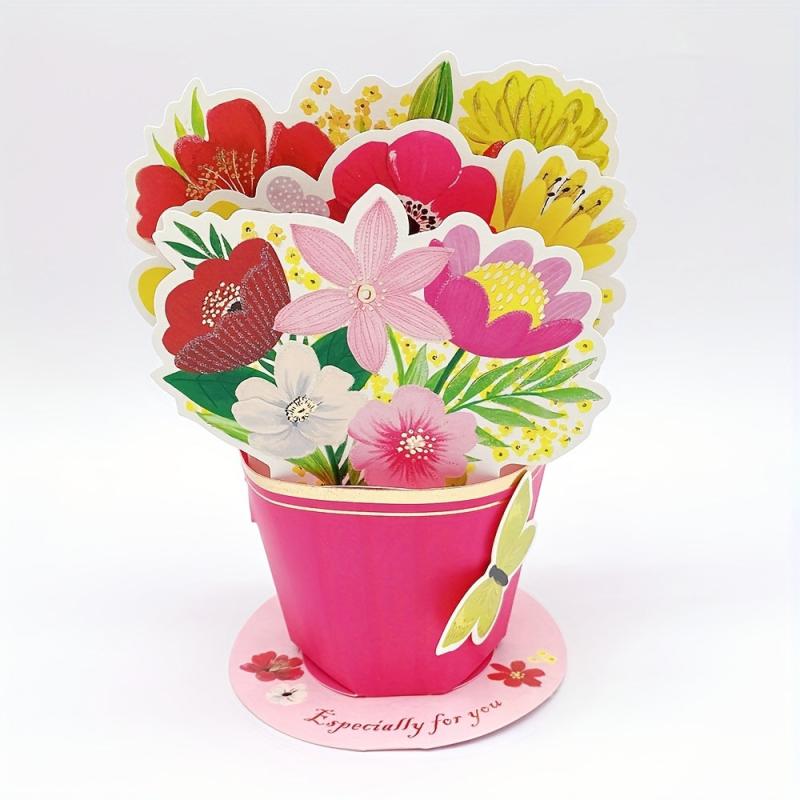 Mother's Pop Up Card 3D Flowers Greeting Card Mom Birthday Party