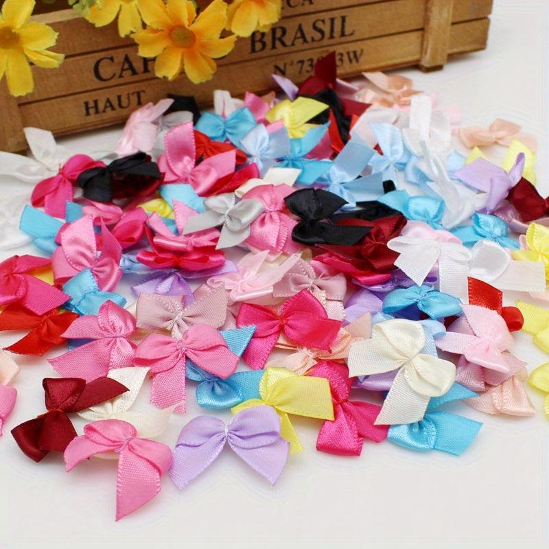 100pcs Mixed Satin Ribbon Bows 22mm Hand Bow Small Bows For DIY Crafts